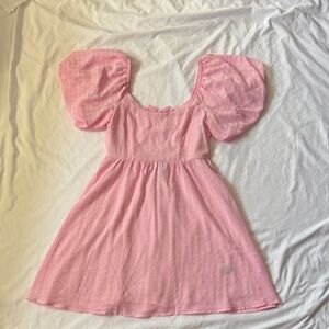 Crystal Doll Pink Puff Sleeve Mini Dress